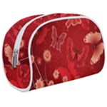 Four Red Butterflies With Flower Illustration Butterfly Flowers Make Up Case (Medium)