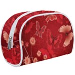 Four Red Butterflies With Flower Illustration Butterfly Flowers Make Up Case (Large)