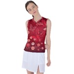 Four Red Butterflies With Flower Illustration Butterfly Flowers Women s Sleeveless Sports Top