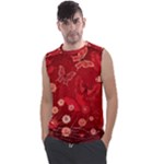 Four Red Butterflies With Flower Illustration Butterfly Flowers Men s Regular Tank Top