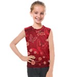 Four Red Butterflies With Flower Illustration Butterfly Flowers Kids  Mesh Tank Top