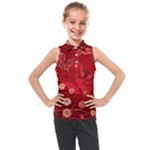 Four Red Butterflies With Flower Illustration Butterfly Flowers Kids  Sleeveless Polo Tee