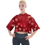 Four Red Butterflies With Flower Illustration Butterfly Flowers Mock Neck Tee