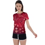 Four Red Butterflies With Flower Illustration Butterfly Flowers Back Circle Cutout Sports Tee