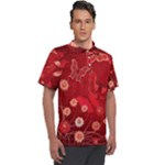 Four Red Butterflies With Flower Illustration Butterfly Flowers Men s Polo Tee