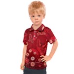 Four Red Butterflies With Flower Illustration Butterfly Flowers Kids  Polo Tee