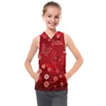 Four Red Butterflies With Flower Illustration Butterfly Flowers Kids  Sleeveless Hoodie