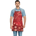 Four Red Butterflies With Flower Illustration Butterfly Flowers Kitchen Apron