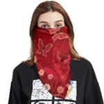 Four Red Butterflies With Flower Illustration Butterfly Flowers Face Covering Bandana (Triangle)