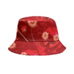 Four Red Butterflies With Flower Illustration Butterfly Flowers Bucket Hat