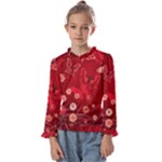 Four Red Butterflies With Flower Illustration Butterfly Flowers Kids  Frill Detail Tee