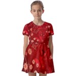 Four Red Butterflies With Flower Illustration Butterfly Flowers Kids  Short Sleeve Pinafore Style Dress