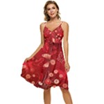 Four Red Butterflies With Flower Illustration Butterfly Flowers Sleeveless Tie Front Chiffon Dress