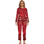 Four Red Butterflies With Flower Illustration Butterfly Flowers Womens  Long Sleeve Lightweight Pajamas Set