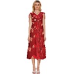 Four Red Butterflies With Flower Illustration Butterfly Flowers V-Neck Drawstring Shoulder Sleeveless Maxi Dress