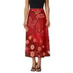 Four Red Butterflies With Flower Illustration Butterfly Flowers Classic Midi Chiffon Skirt