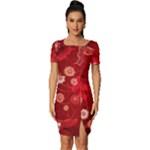 Four Red Butterflies With Flower Illustration Butterfly Flowers Fitted Knot Split End Bodycon Dress