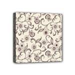 White And Brown Floral Wallpaper Flowers Background Pattern Mini Canvas 4  x 4  (Stretched)