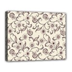 White And Brown Floral Wallpaper Flowers Background Pattern Canvas 14  x 11  (Stretched)