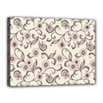 White And Brown Floral Wallpaper Flowers Background Pattern Canvas 16  x 12  (Stretched)