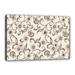 White And Brown Floral Wallpaper Flowers Background Pattern Canvas 18  x 12  (Stretched)