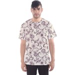 White And Brown Floral Wallpaper Flowers Background Pattern Men s Sport Mesh Tee