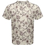 White And Brown Floral Wallpaper Flowers Background Pattern Men s Cotton Tee