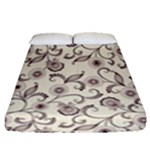 White And Brown Floral Wallpaper Flowers Background Pattern Fitted Sheet (Queen Size)