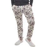 White And Brown Floral Wallpaper Flowers Background Pattern Men s Jogger Sweatpants