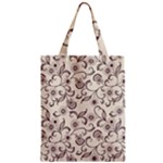 White And Brown Floral Wallpaper Flowers Background Pattern Zipper Classic Tote Bag