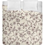 White And Brown Floral Wallpaper Flowers Background Pattern Duvet Cover Double Side (King Size)