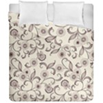 White And Brown Floral Wallpaper Flowers Background Pattern Duvet Cover Double Side (California King Size)