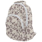 White And Brown Floral Wallpaper Flowers Background Pattern Rounded Multi Pocket Backpack