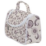 White And Brown Floral Wallpaper Flowers Background Pattern Satchel Handbag