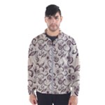 White And Brown Floral Wallpaper Flowers Background Pattern Men s Windbreaker