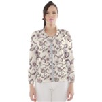 White And Brown Floral Wallpaper Flowers Background Pattern Women s Windbreaker