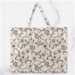 White And Brown Floral Wallpaper Flowers Background Pattern Zipper Large Tote Bag