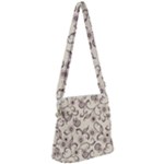 White And Brown Floral Wallpaper Flowers Background Pattern Zipper Messenger Bag