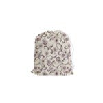 White And Brown Floral Wallpaper Flowers Background Pattern Drawstring Pouch (XS)