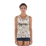 White And Brown Floral Wallpaper Flowers Background Pattern Sport Tank Top 