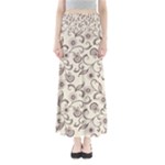 White And Brown Floral Wallpaper Flowers Background Pattern Full Length Maxi Skirt