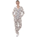 White And Brown Floral Wallpaper Flowers Background Pattern Women s Tracksuit