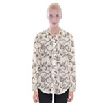 White And Brown Floral Wallpaper Flowers Background Pattern Womens Long Sleeve Shirt