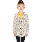 White And Brown Floral Wallpaper Flowers Background Pattern Kids  Double Breasted Button Coat