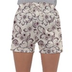 White And Brown Floral Wallpaper Flowers Background Pattern Sleepwear Shorts