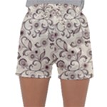 White And Brown Floral Wallpaper Flowers Background Pattern Sleepwear Shorts