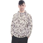 White And Brown Floral Wallpaper Flowers Background Pattern Men s Pullover Hoodie