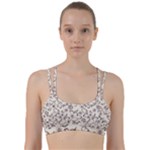 White And Brown Floral Wallpaper Flowers Background Pattern Line Them Up Sports Bra