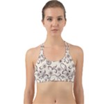 White And Brown Floral Wallpaper Flowers Background Pattern Back Web Sports Bra