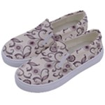 White And Brown Floral Wallpaper Flowers Background Pattern Kids  Canvas Slip Ons